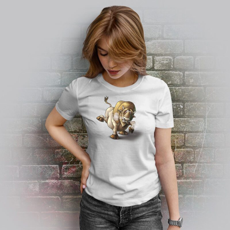 Funnyfriend Damen T-Shirt Bison weiß