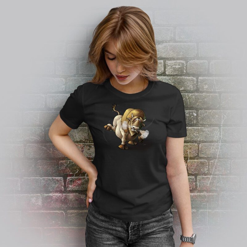 Funnyfriend Damen T-Shirt Bison schwarz