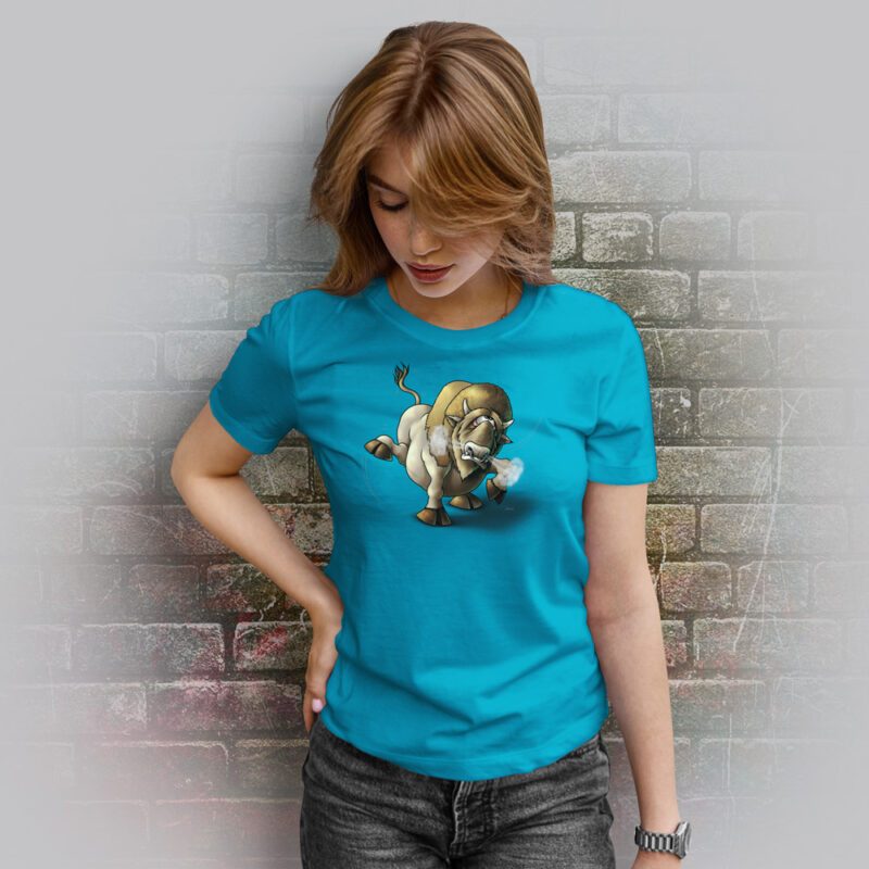 Funnyfriend Damen T-Shirt Bison aqua