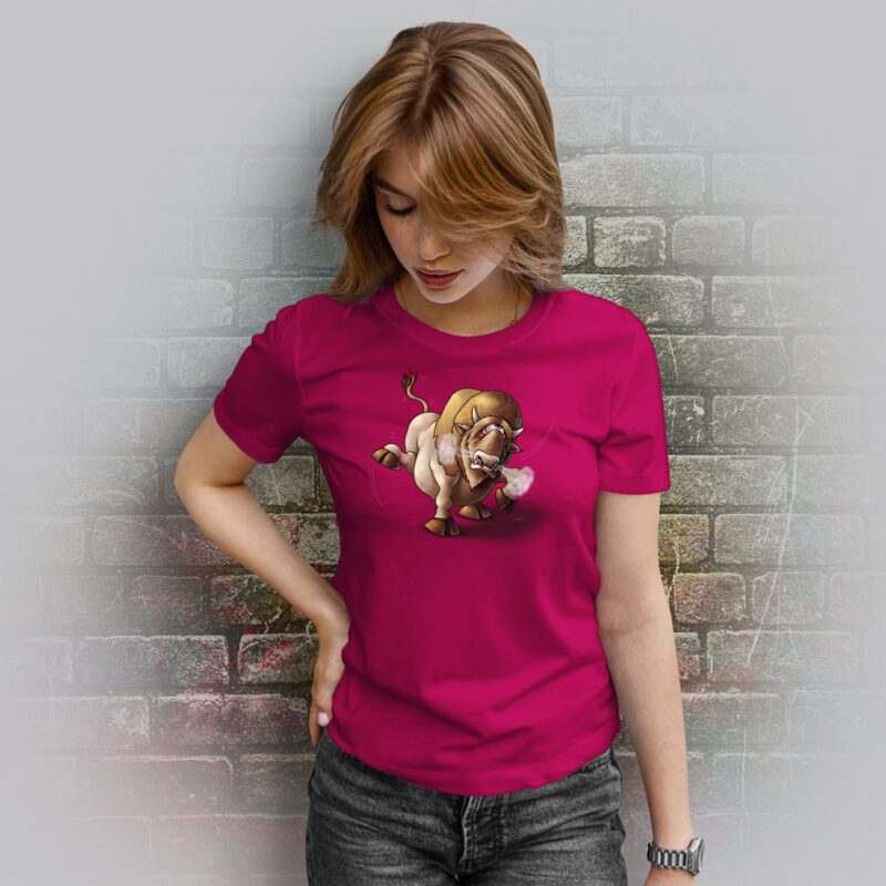 Funnyfriend Damen T-Shirt Bison fuchsia