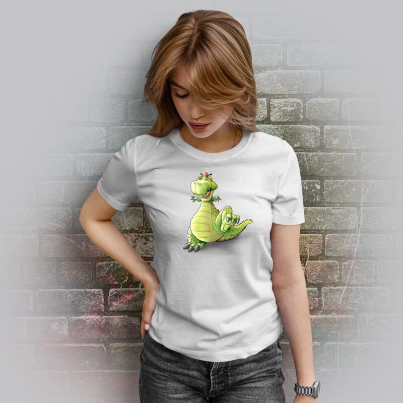 Funnyfriend Damen T-Shirt Dino weiß