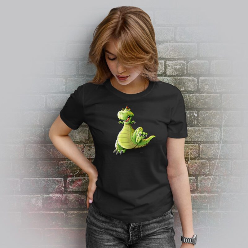 Funnyfriend Damen T-Shirt Dino schwarz