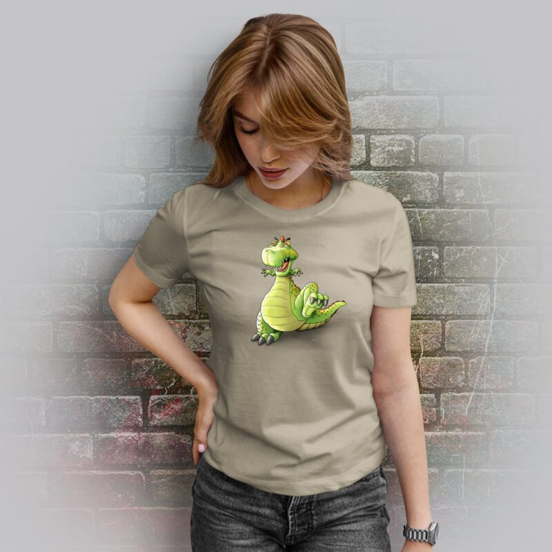 Funnyfriend Damen T-Shirt Dino khaki