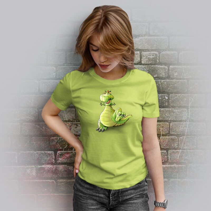 Funnyfriend Damen T-Shirt Dino apple green