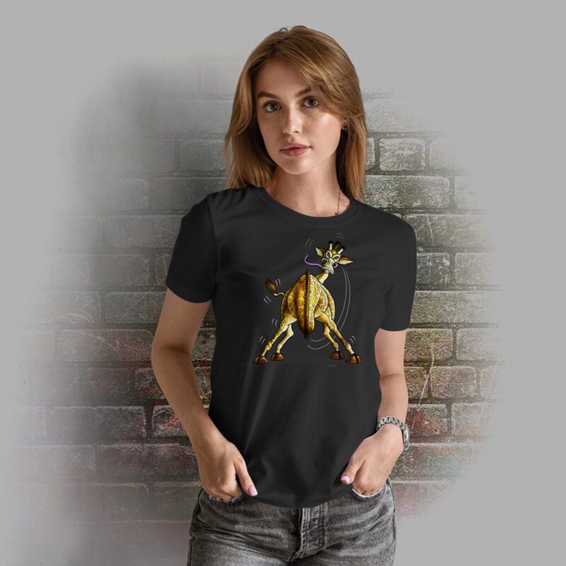 Funnyfriend Damen T-Shirt Giraffe schwarz