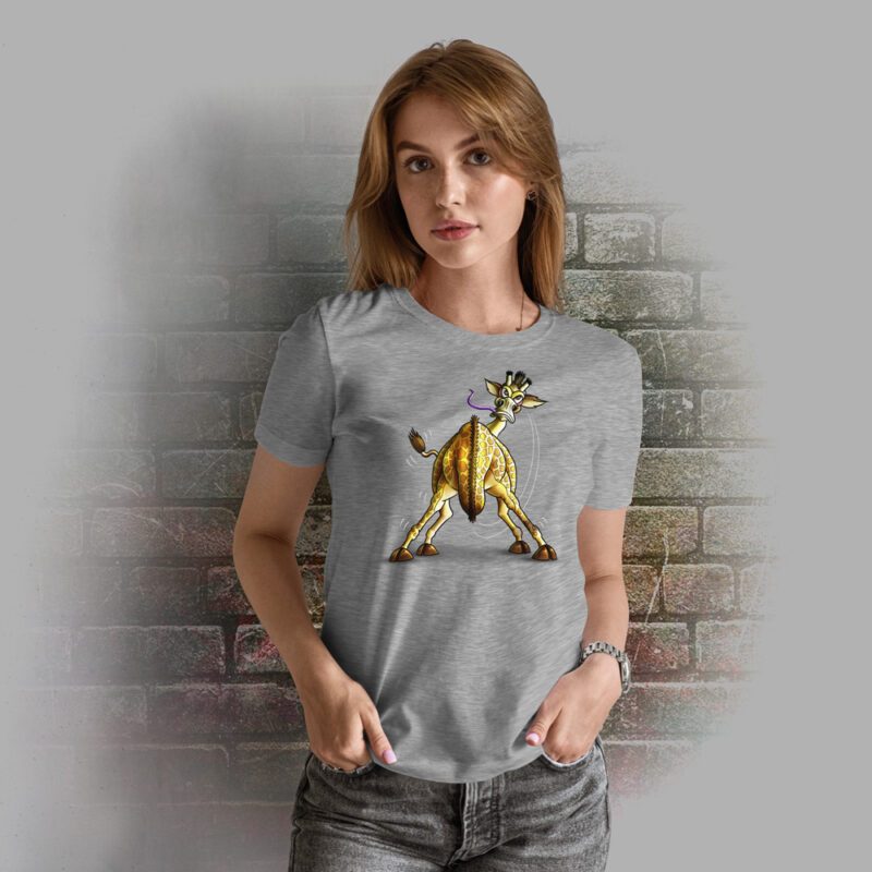 Funnyfriend Damen T-Shirt Giraffe grey melange