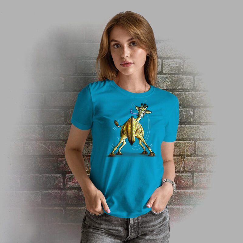 Funnyfriend Damen T-Shirt Giraffe aqua