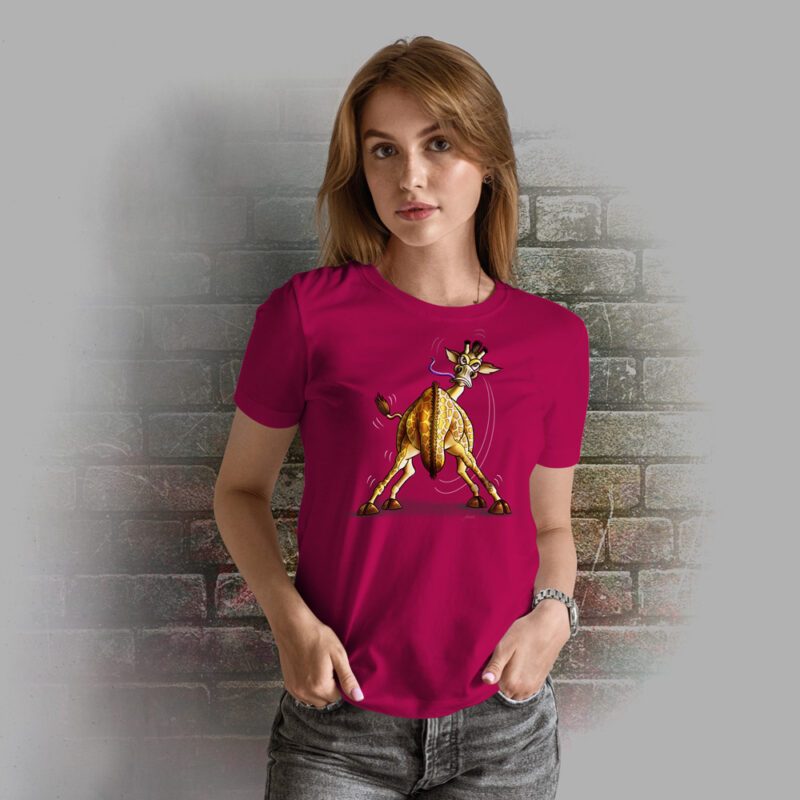 Funnyfriend Damen T-Shirt Giraffe fuchsia