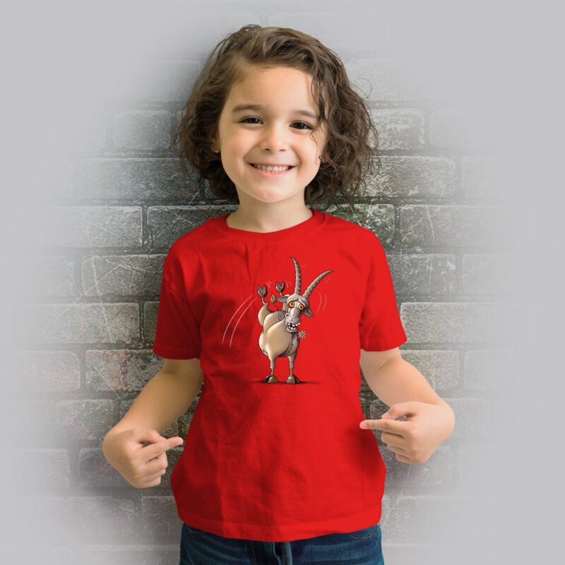 Funnyfriend Kids T-Shirt Steinbock bockt rot