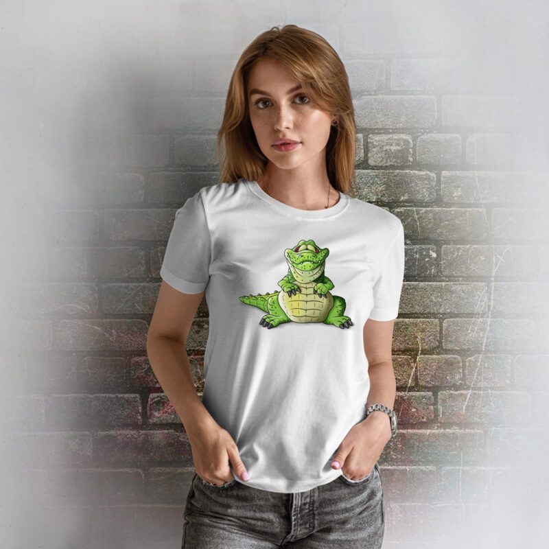 Funnyfriend Damen T-Shirt Kroko weiß
