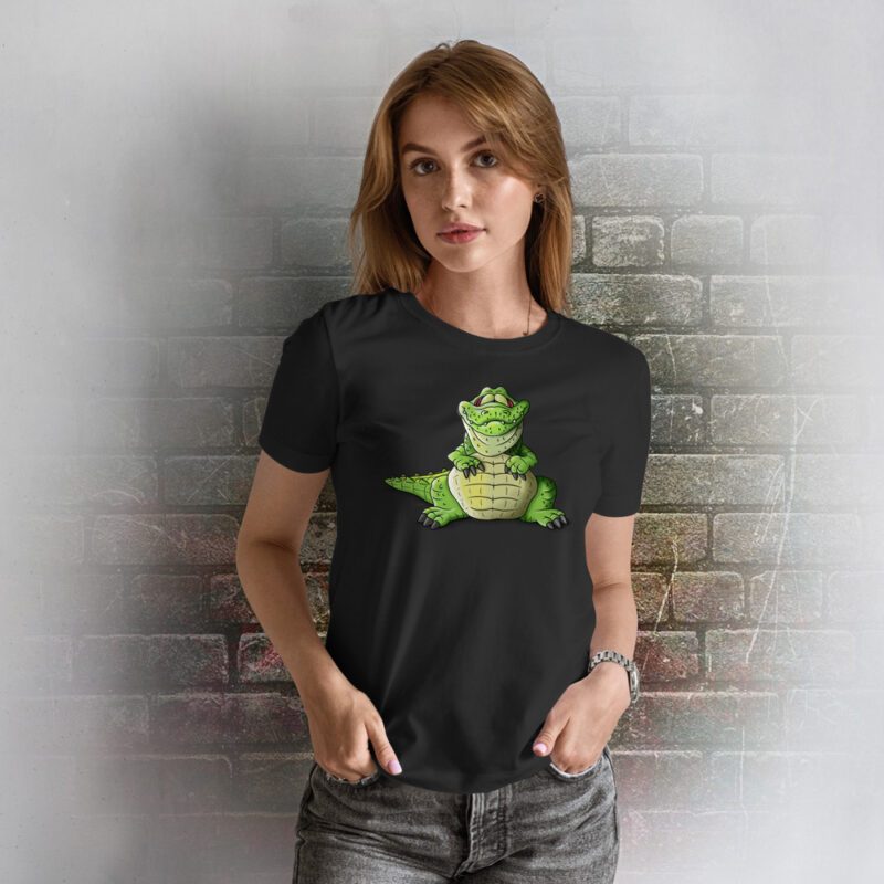 Funnyfriend Damen T-Shirt Kroko schwarz