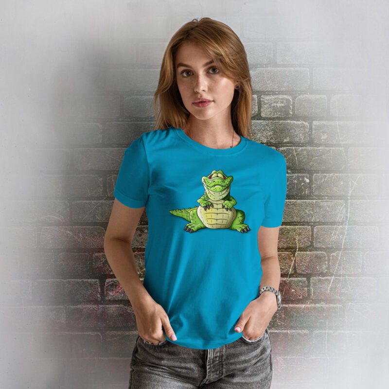 Funnyfriend Damen T-Shirt Kroko aqua