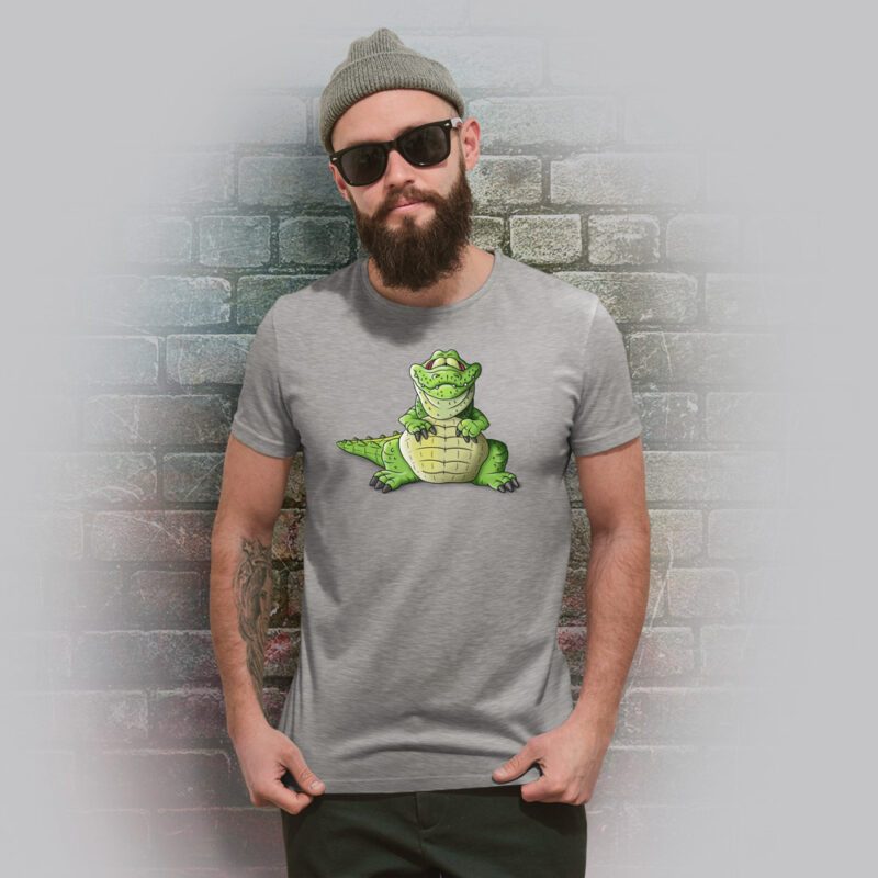 Funnyfriend Herren T-Shirt Alligator grey melange