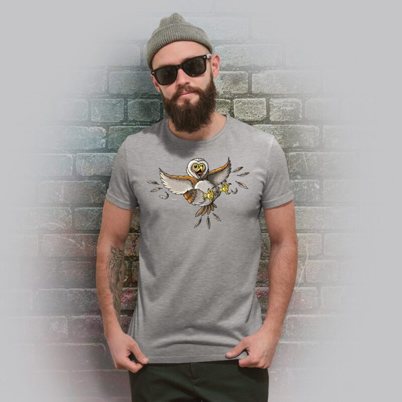 Funnyfriend Herren T-Shirt Eule grey melange