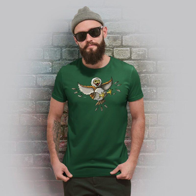 Funnyfriend Herren T-Shirt Eule bottle green