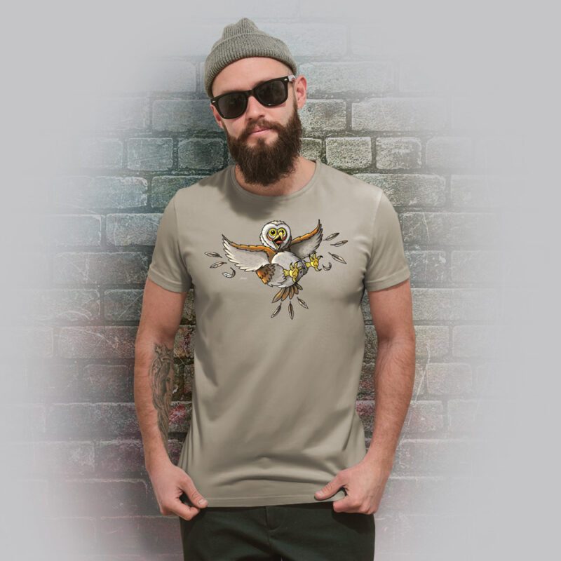 Funnyfriend Herren T-Shirt Eule khaki