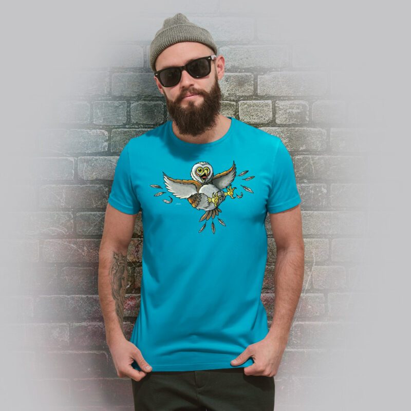 Funnyfriend Herren T-Shirt Eule aqua