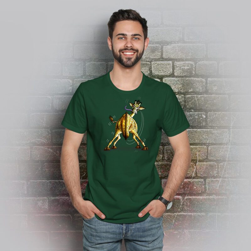 Funnyfriend Herren T-Shirt Giraffe bottle green