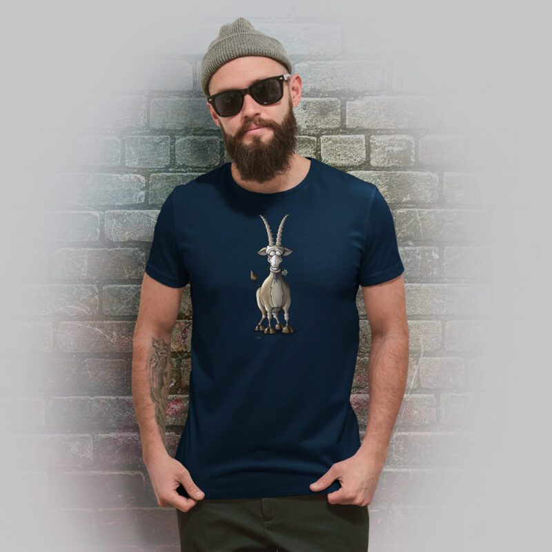 Funnyfriend Herren T-Shirt Steinbock lacht navy