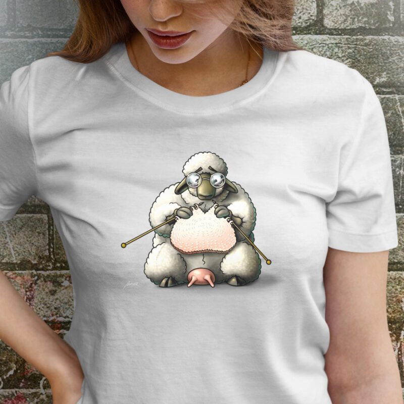 Funnyfriend Damen T-Shirt Schaf strickt