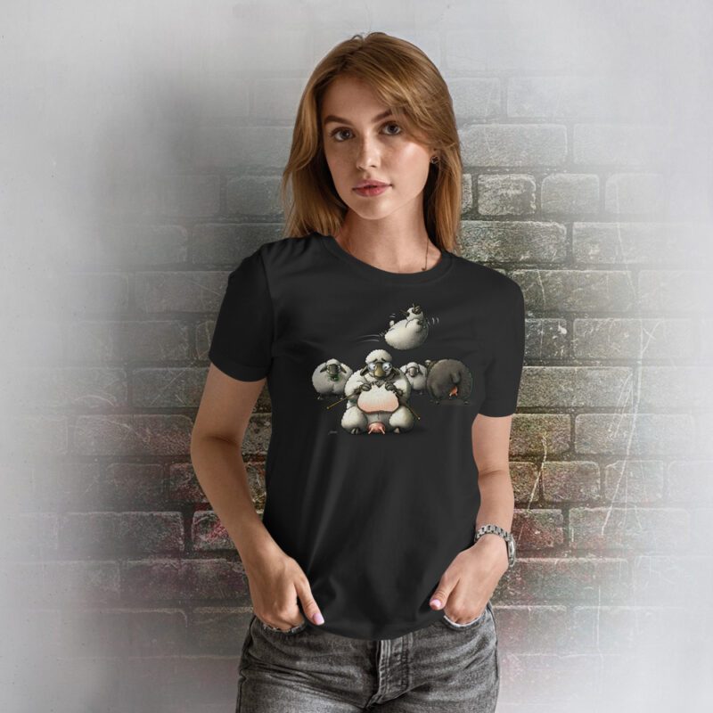 Funnyfriend Damen T-Shirt Schaf schwarz
