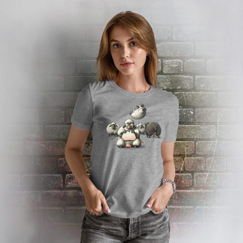 Funnyfriend Damen T-Shirt Schaf grey melange