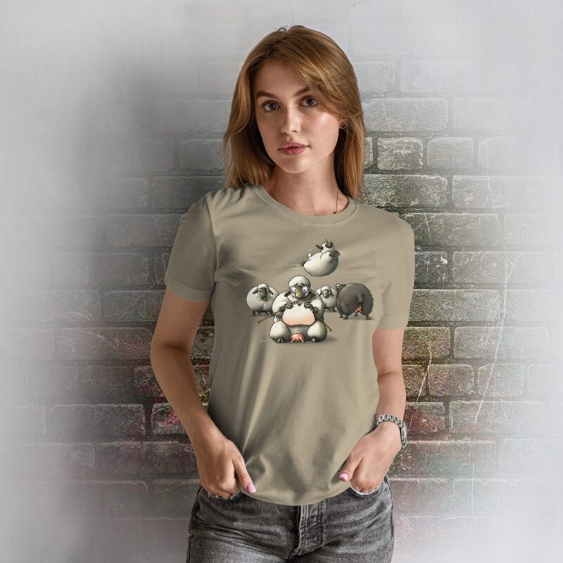 Funnyfriend Damen T-Shirt Schaf khaki