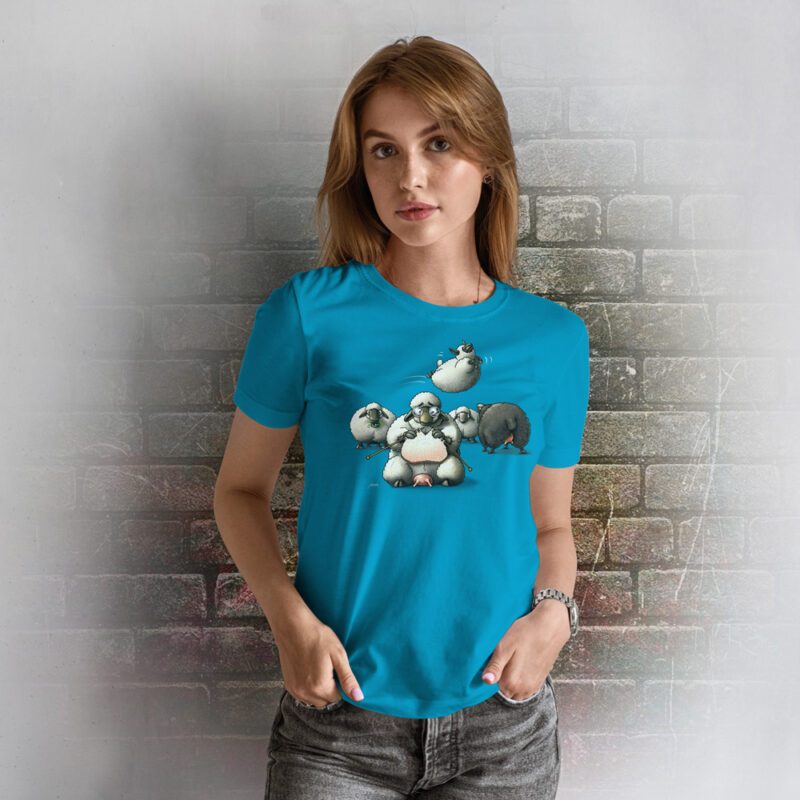 Funnyfriend Damen T-Shirt Schaf aqua