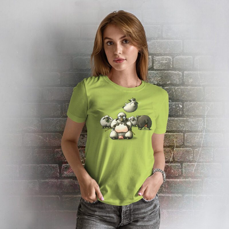 Funnyfriend Damen T-Shirt Schaf apple green