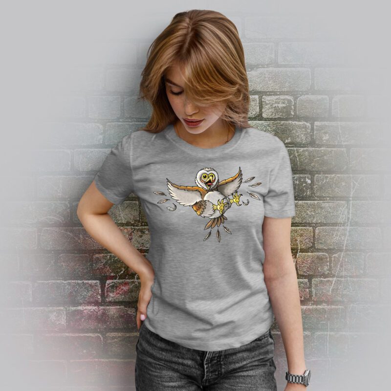 Funnyfriend Damen T-Shirt Eule grey melange