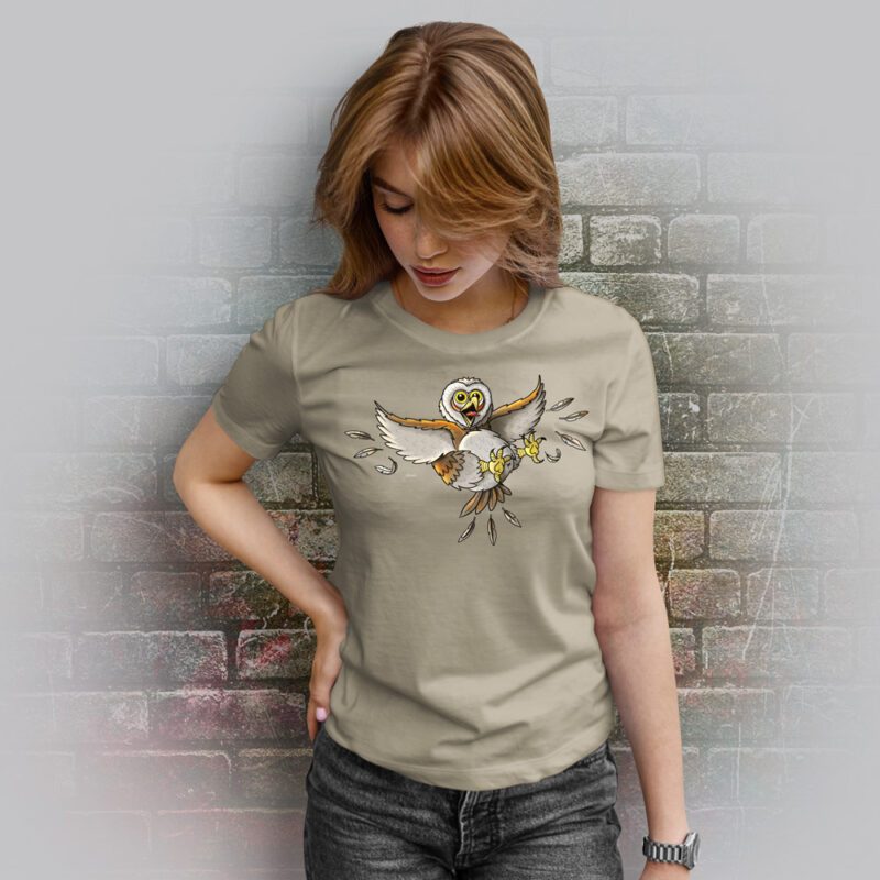 Funnyfriend Damen T-Shirt Eule khaki
