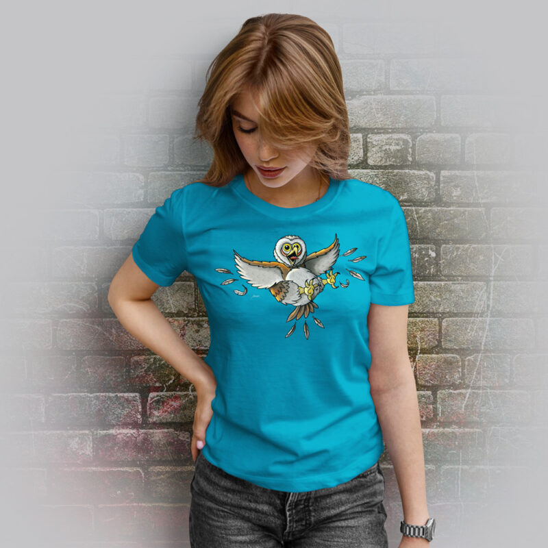 Funnyfriend Damen T-Shirt Eule aqua