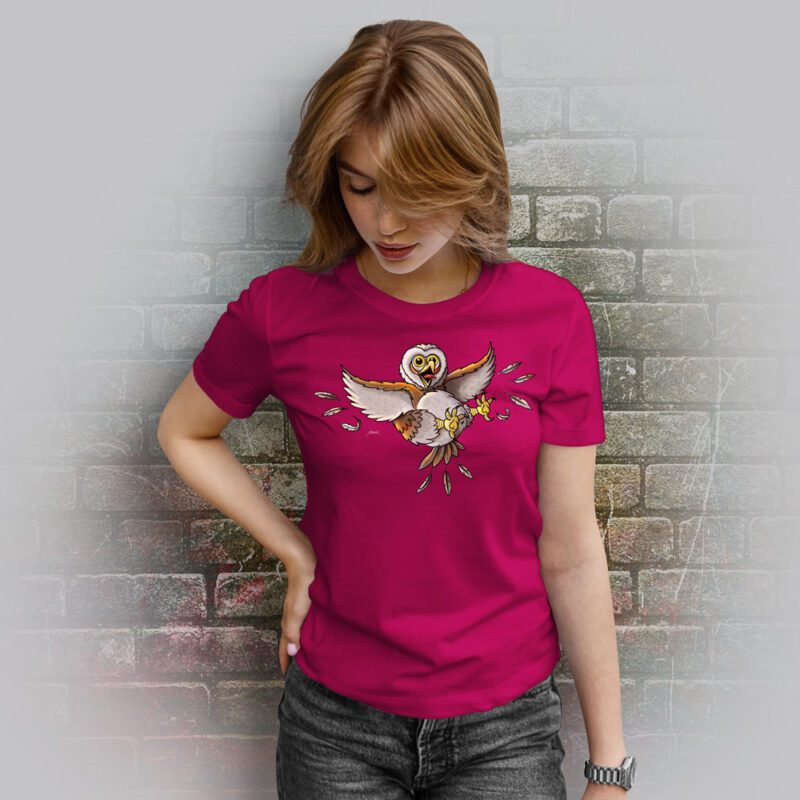 Funnyfriend Damen T-Shirt Eule fuchsia