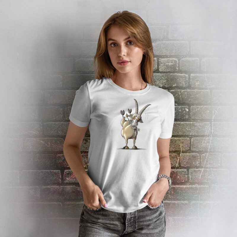 Funnyfriend Damen T-Shirt Steinbock weiß