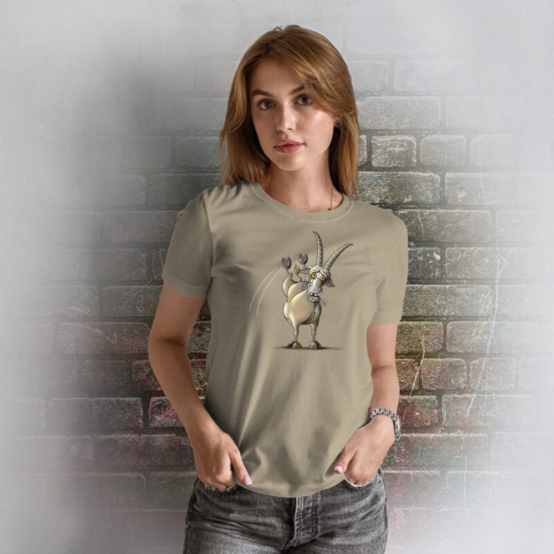 Funnyfriend Damen T-Shirt Steinbock khaki
