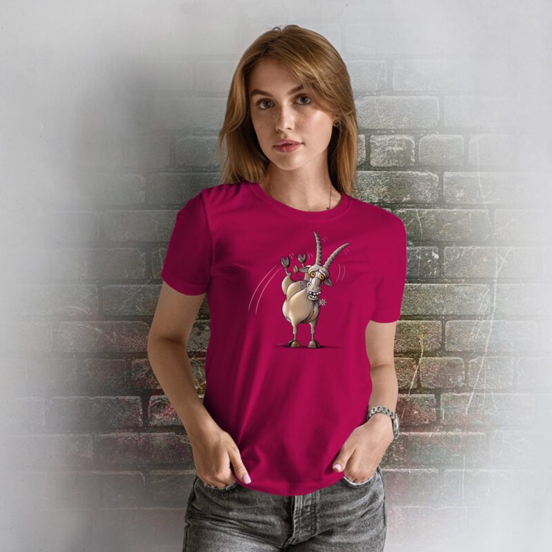 Funnyfriend Damen T-Shirt Steinbock fuchsia
