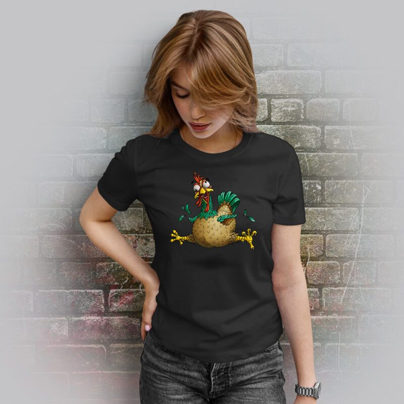 Funnyfriend T-Shirt Damen Gockel schwarz