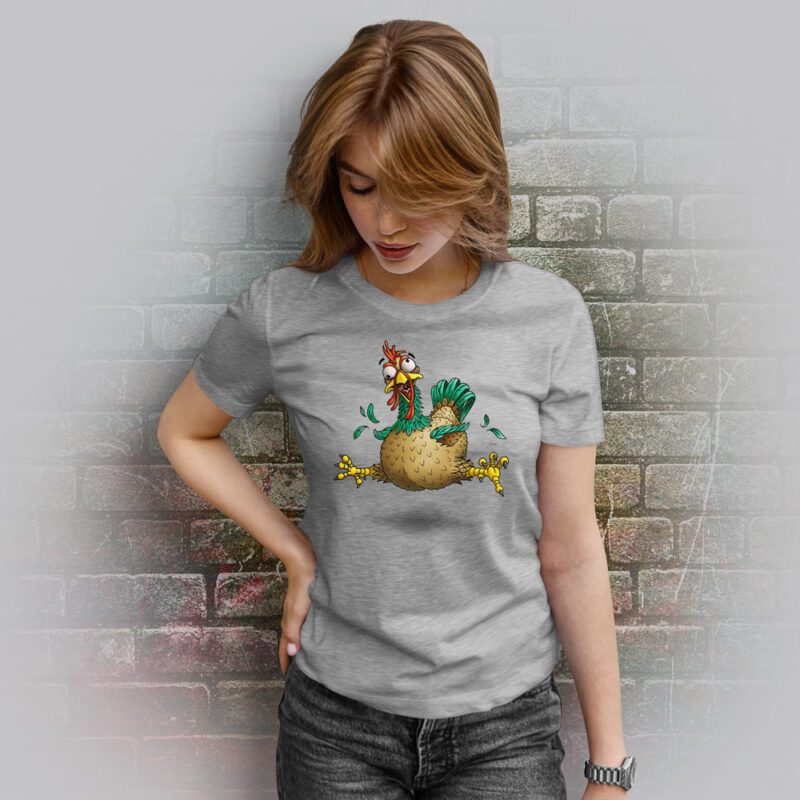 Funnyfriend T-Shirt Damen Gockel grey melange