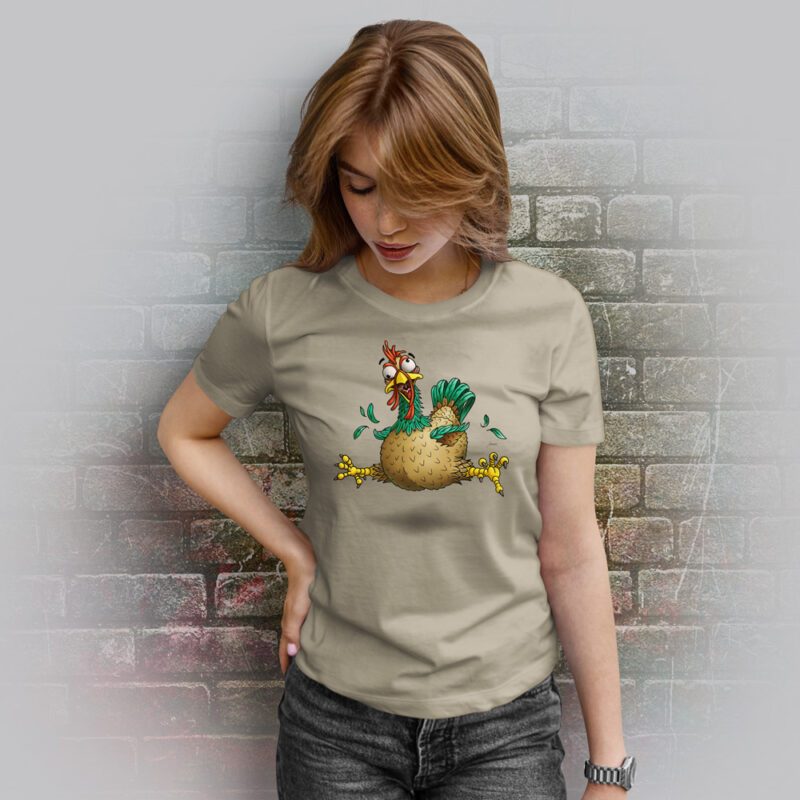 Funnyfriend T-Shirt Damen Gockel kahki