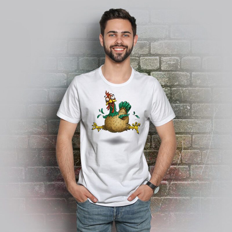 Funnyfriend T-Shirt Herren Gockel weiß