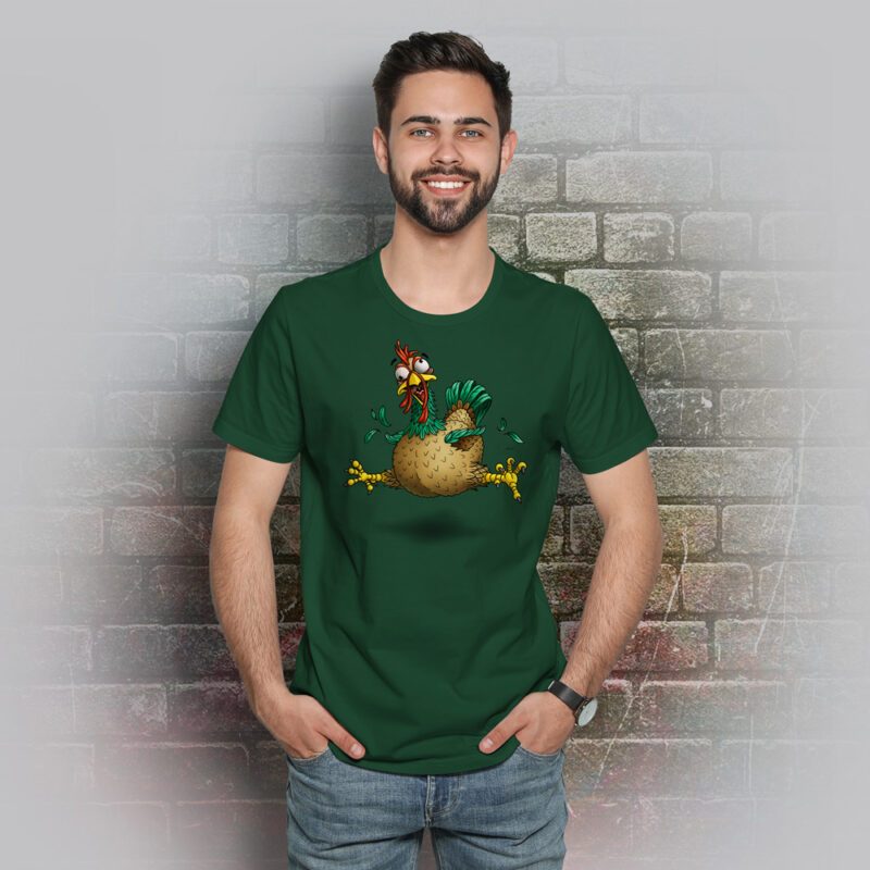 Funnyfriend T-Shirt Herren Gockel bottle green