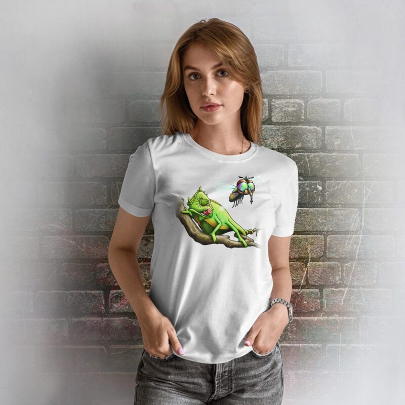 Funnyfriend T-Shirt Damen Chamäleon weiß