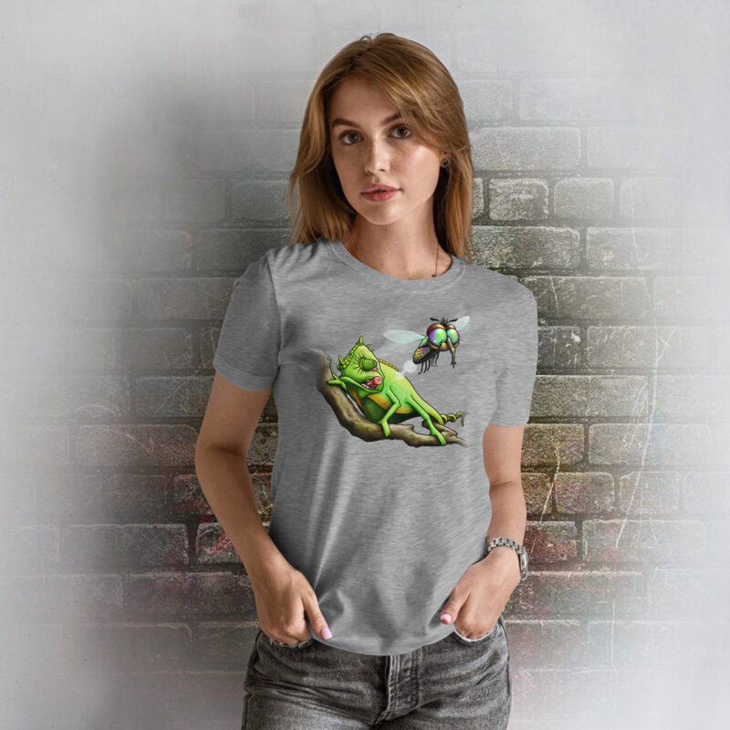 Funnyfriend T-Shirt Damen Chamäleon grey melange