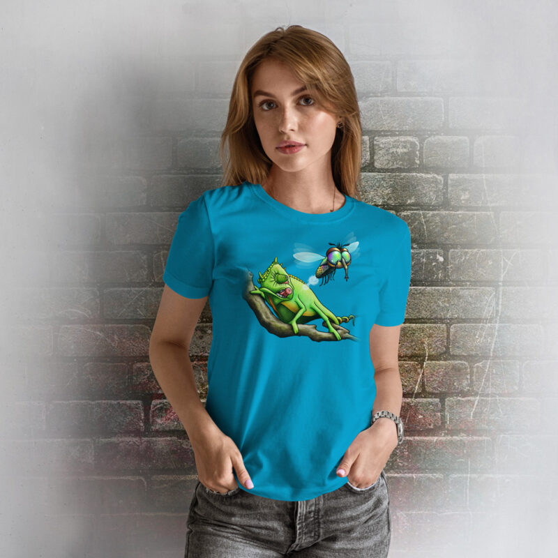 Funnyfriend T-Shirt Damen Chamäleon aqua