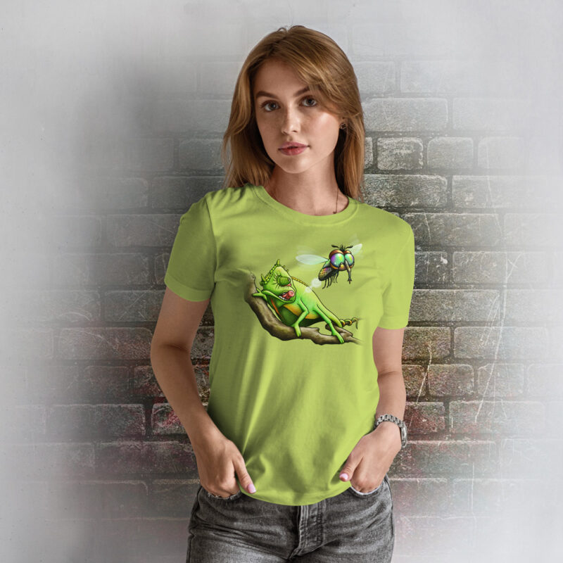 Funnyfriend T-Shirt Damen Chamäleon apple green