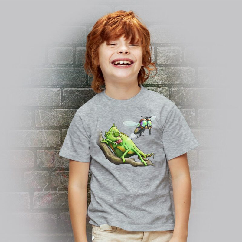 Funnyfriend T-Shirt Kids Chamäleon grey melange