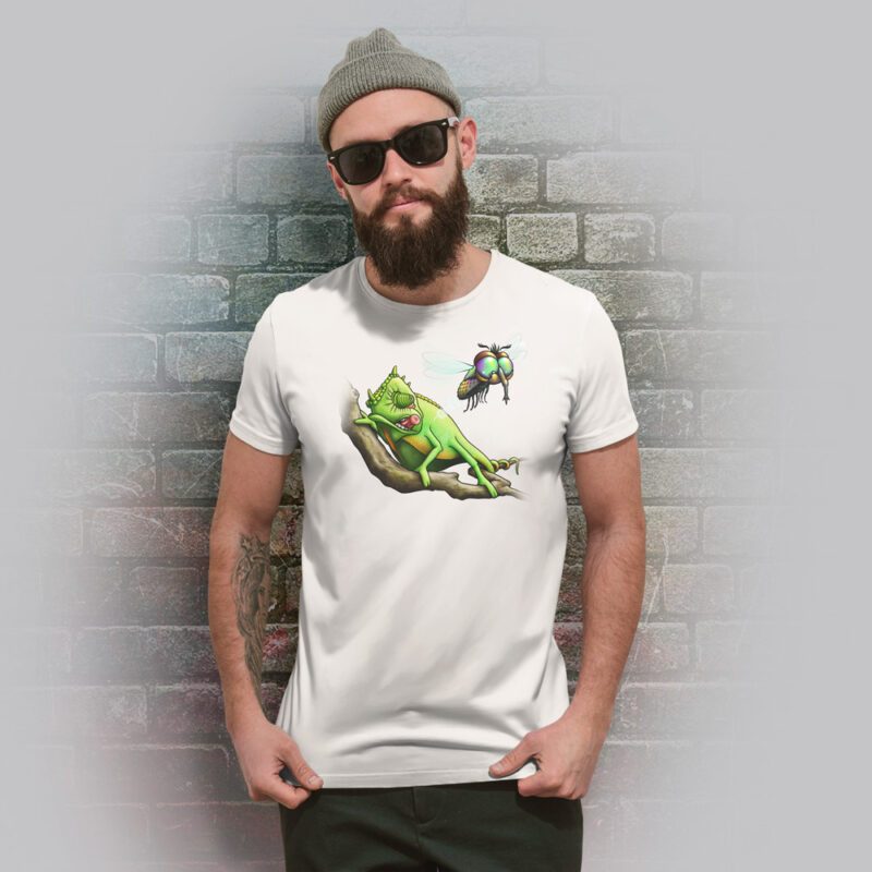 Funnyfriend T-Shirt Herren Chamäleon weiß