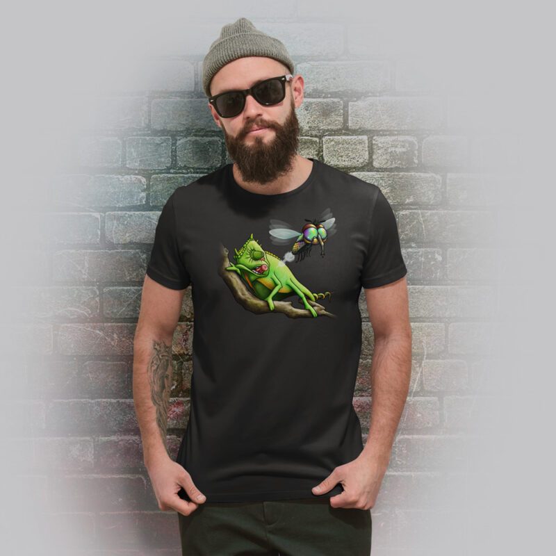 Funnyfriend T-Shirt Herren Chamäleon schwarz