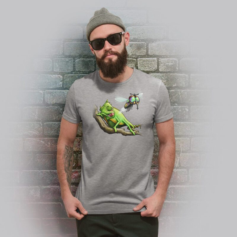 Funnyfriend T-Shirt Herren Chamäleon grey melange