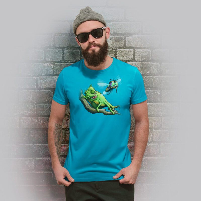 Funnyfriend T-Shirt Herren Chamäleon aqua